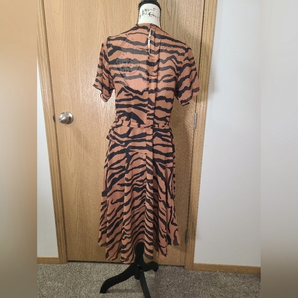 NWT All Saints Enki Zephyr tiger print chiffon asymmetrical belted midi dress - Picture 4 of 5